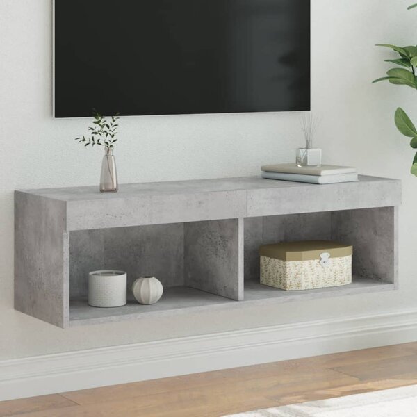Betonszürke TV-szekrény LED-világítással 100 x 30 x 30 cm