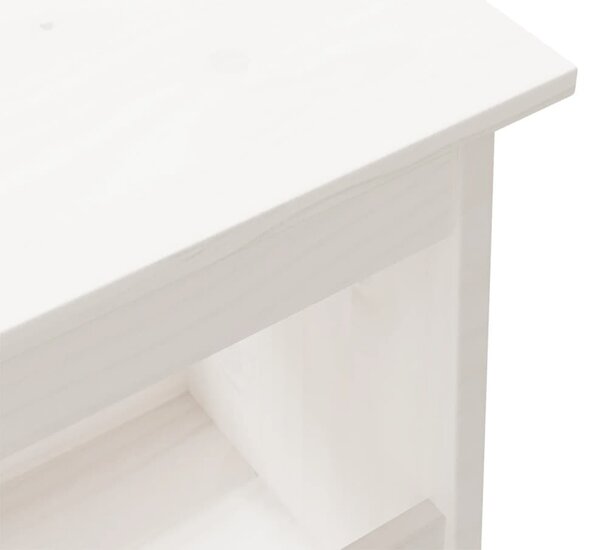 Tömör fenyőfa előszobai pad fehér 100 x 28 x 45 cm