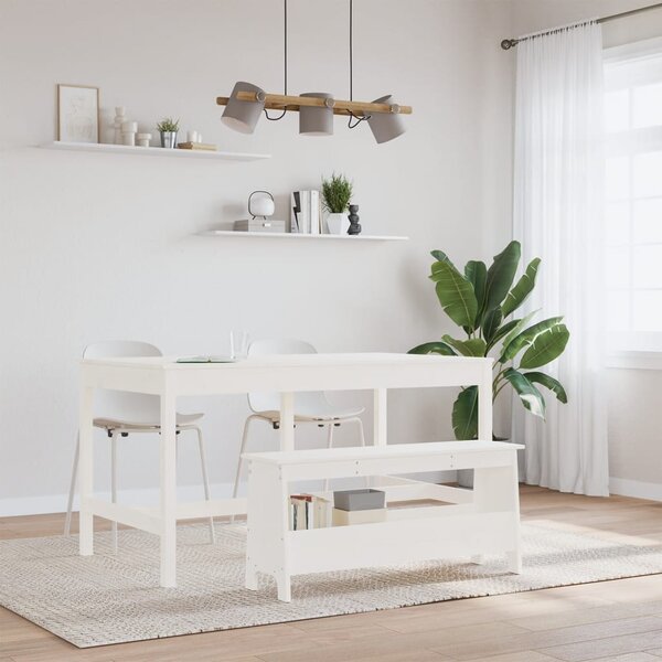 Tömör fenyőfa előszobai pad fehér 100 x 28 x 45 cm