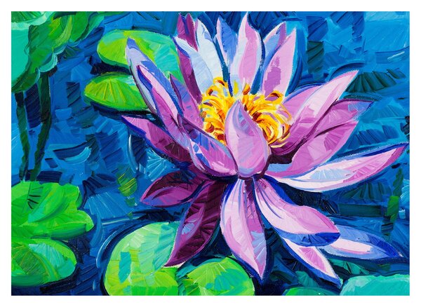 Egy vízi liliom képe a vízen (üvegen) (70x50 cm)