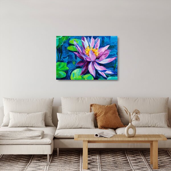 Egy vízi liliom képe a vízen (üvegen) (70x50 cm)