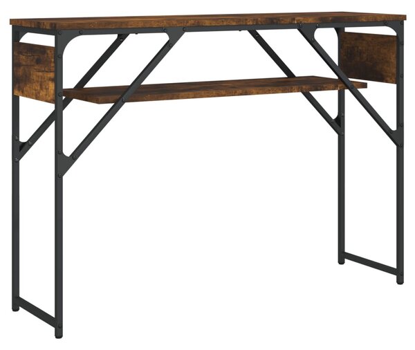 Füstös tölgy színű szerelt fa tálalóasztal polccal 105x30x75 cm