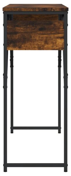 Füstös tölgy színű szerelt fa tálalóasztal polccal 105x30x75 cm
