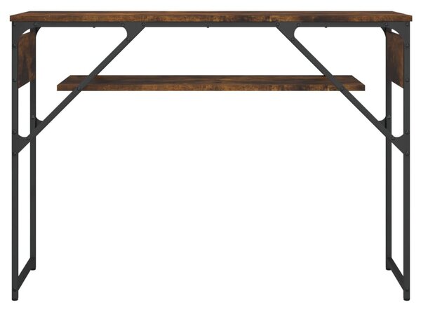 Füstös tölgy színű szerelt fa tálalóasztal polccal 105x30x75 cm