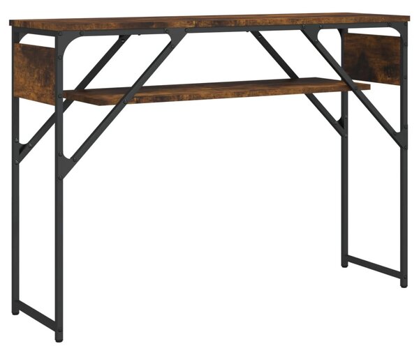 Füstös tölgy színű szerelt fa tálalóasztal polccal 105x30x75 cm