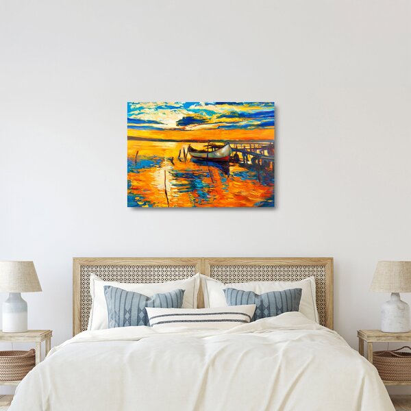 Kép - Hajó naplementekor (üvegen) (70x50 cm)