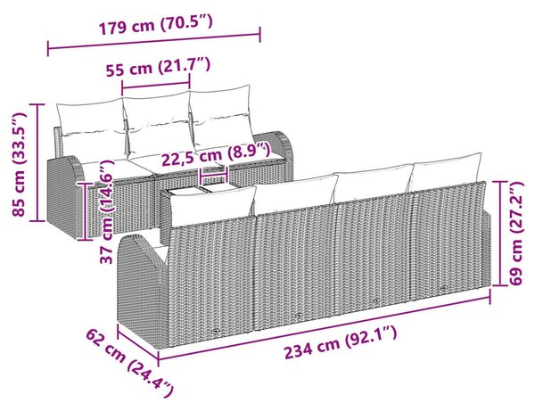 Kerti Kanapé Szett párnával tárolóval 8 pcs Beige és krém