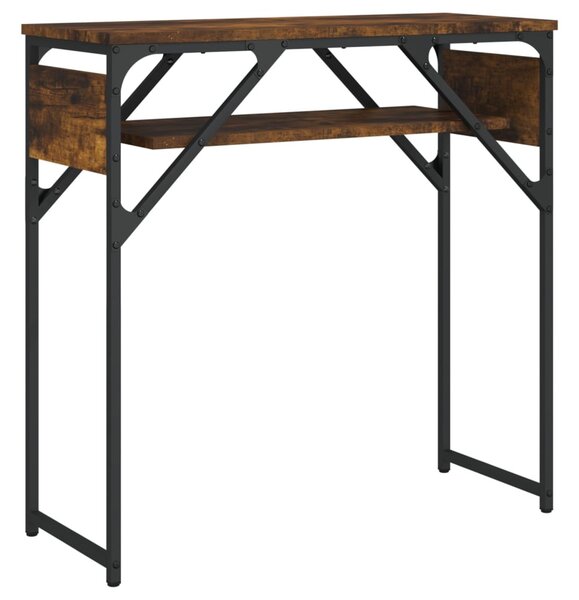 Füstös tölgy színű szerelt fa tálalóasztal polccal 75x30x75 cm