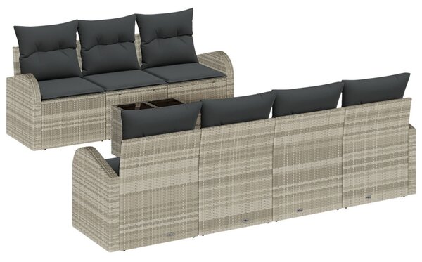 Kerti Kanapé Szett párnával 8 pcs Világosszürke és Sötétszürke