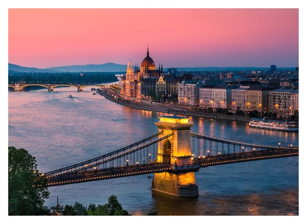 Kép - panoráma a városra, Budapest, Magyarország (üvegen) (70x50 cm)