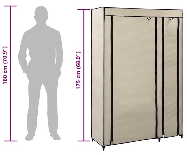 Krémszínű összecsukható szövet ruhásszekrény 110 x 45 x 175 cm