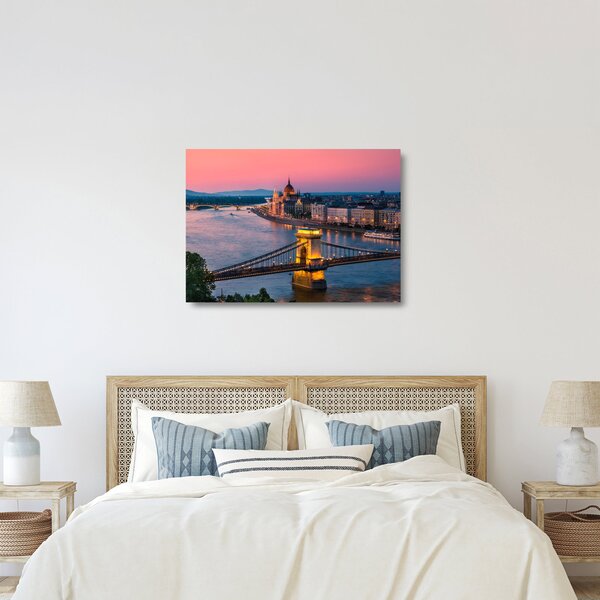 Kép - panoráma a városra, Budapest, Magyarország (üvegen) (70x50 cm)