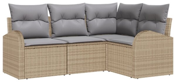 Kerti Kanapé Szett 4 db Beige és Világosszürke polirattan