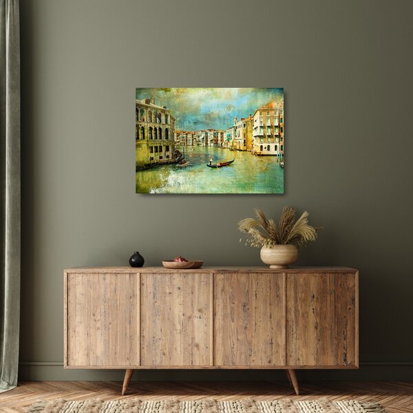 Kép - velencei csatorna és gondolák (üvegen) (70x50 cm)