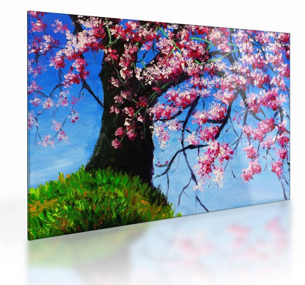 Kép festett cseresznyevirágok (üvegen) (70x50 cm)