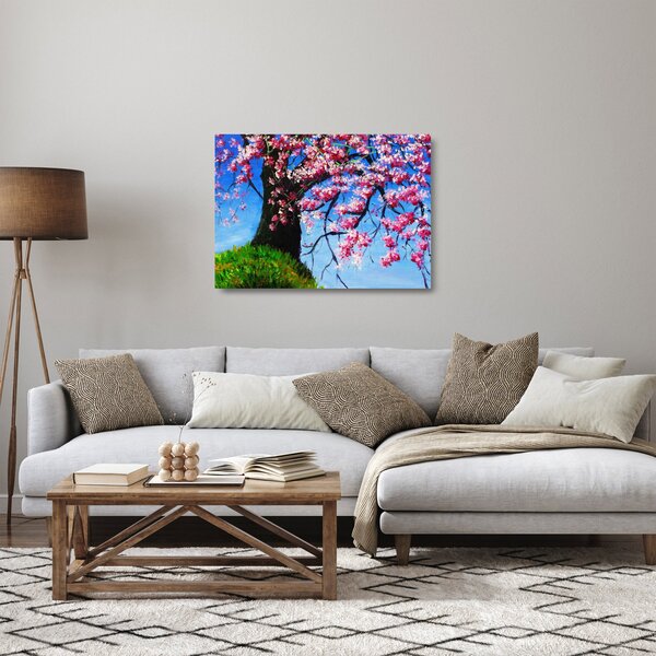 Kép festett cseresznyevirágok (üvegen) (70x50 cm)