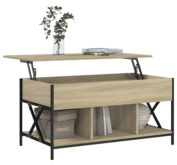 Sonoma tölgy szerelt fa és fém dohányzóasztal 100 x 55 x 50 cm