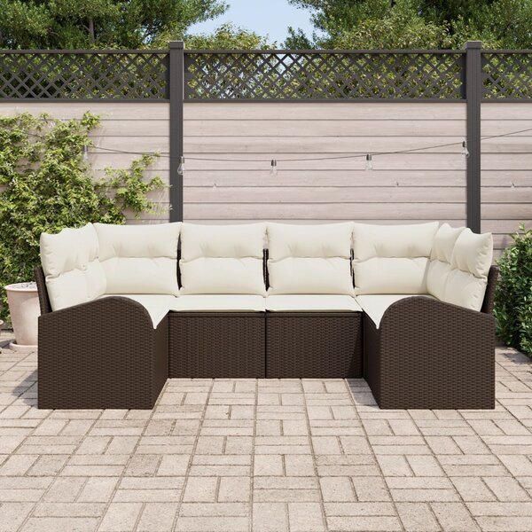 Kerti Kanapé Szett párnával 6 pcs Barna Poly Rattan