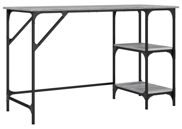 Szürke sonoma színű fém és szerelt fa íróasztal 120x50x75 cm