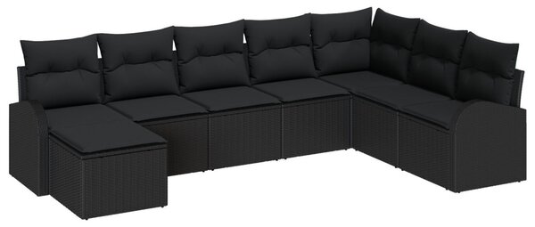Kanapé Szett 8 db Fekete polirattan