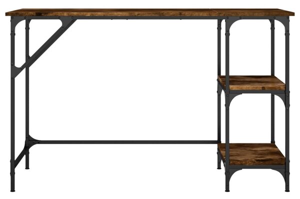 Füstös tölgy színű fém és szerelt fa íróasztal 120 x 50 x 75 cm