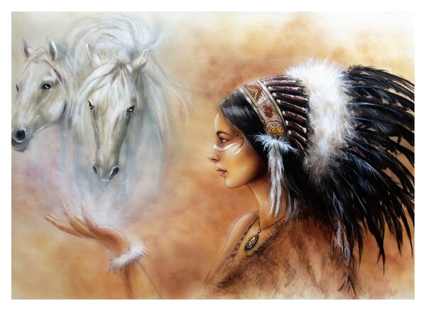 Kép - Indiánok varázslata (üvegen) (70x50 cm)