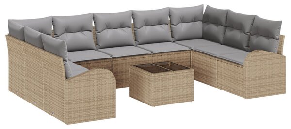 Kanapé Szett 10 db Bézs [Műanyag]: Poly Rattan