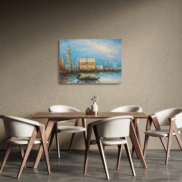 Kép - gondola Velencén áthaladva, olajfestmény (üvegen) (70x50 cm)