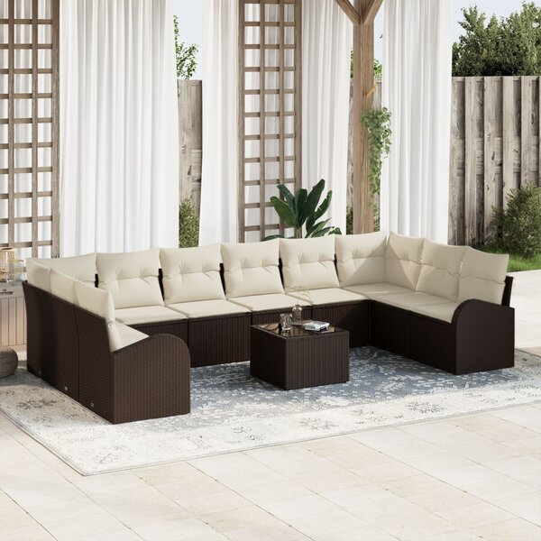 Kanapé Szett 11 db Barna [Szintetikus]: Polyrattan
