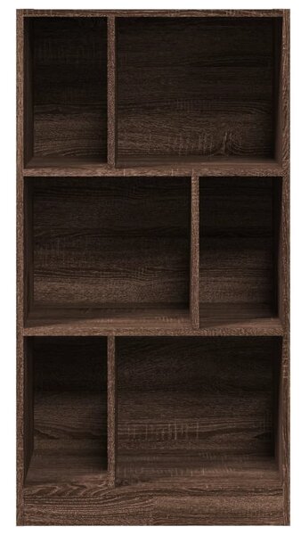 Barna tölgy színű szerelt fa könyvszekrény 57x28,5x107,5 cm