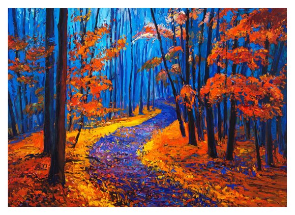 Egy őszi erdő képe (üvegen) (70x50 cm)