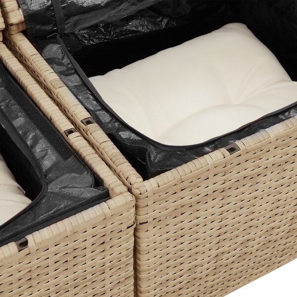 Kerti Kanapé Szett párnával 5 pcs Beige és Fehér polirattan