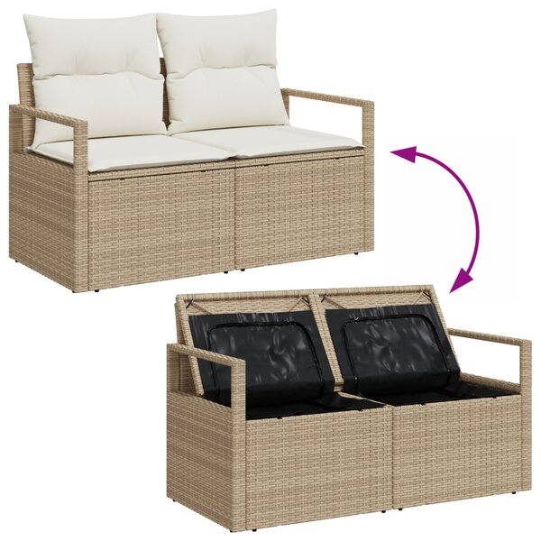 Kerti Kanapé Szett párnával 5 pcs Beige és Fehér polirattan