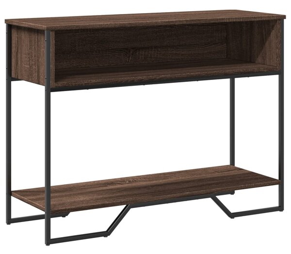 Barna tölgyszínű szerelt fa dohányzóasztal 100x35x74,5 cm
