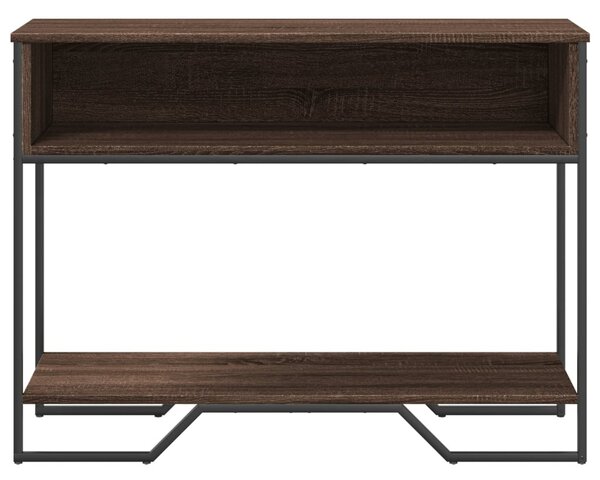 Barna tölgyszínű szerelt fa dohányzóasztal 100x35x74,5 cm