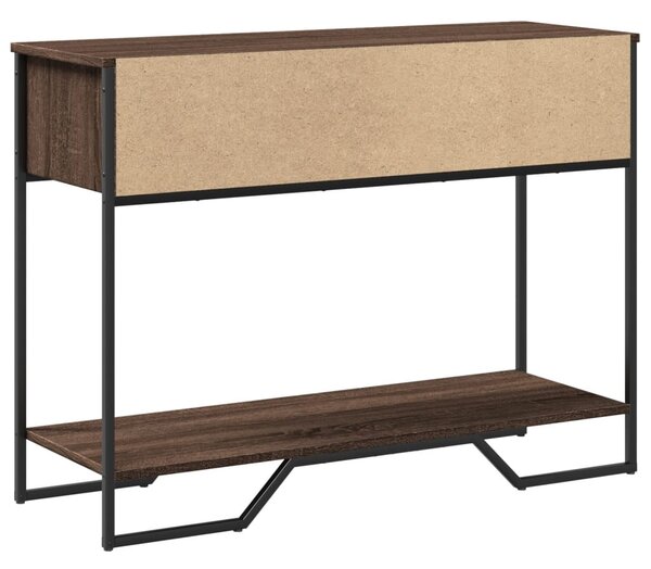 Barna tölgyszínű szerelt fa dohányzóasztal 100x35x74,5 cm
