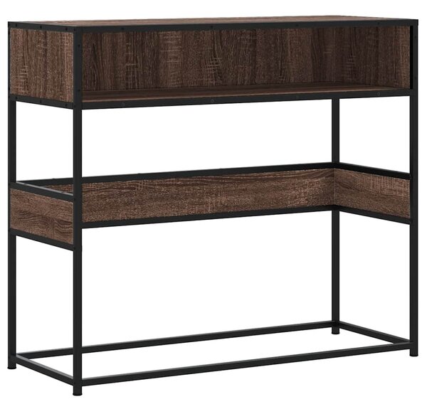 Barna tölgyszínű szerelt fa tálalóasztal 90x35x80 cm