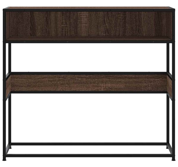 Barna tölgyszínű szerelt fa tálalóasztal 90x35x80 cm