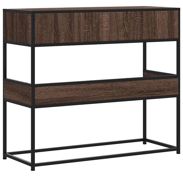 Barna tölgyszínű szerelt fa tálalóasztal 90x35x80 cm