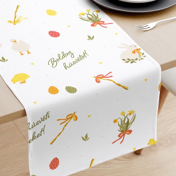 Goldea húsvéti asztali futó - extra erős 100% - os pamut - tradicionális húsvéti 35x180 cm