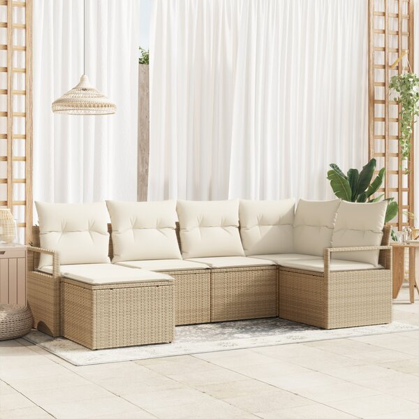 Kanapé Szett 6 db Beige és krém polirattan