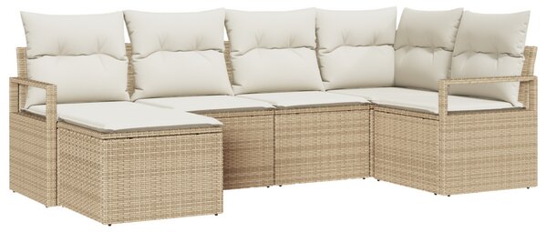 Kanapé Szett 6 db Beige és krém polirattan