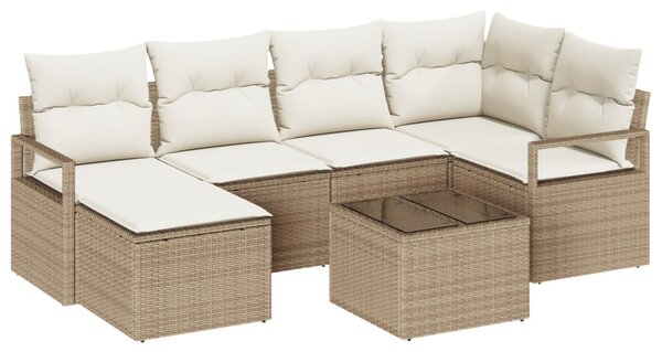 Kanapé Szett 7 db Beige és krém polirattan