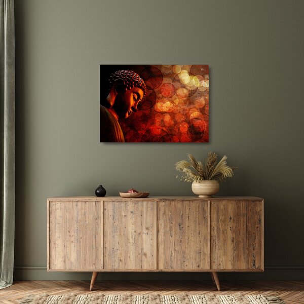 Kép - Buddha piros tónusokkal (üvegen) (70x50 cm)
