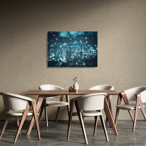 Egy ragyogó metropolisz képe (üvegen) (70x50 cm)