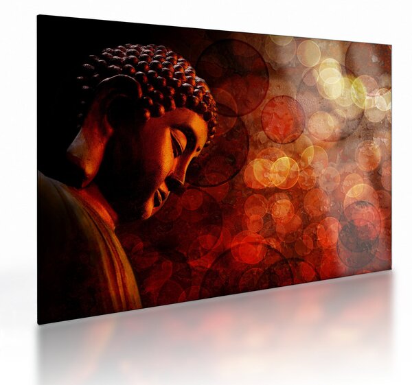 Kép - Buddha piros tónusokkal (üvegen) (70x50 cm)
