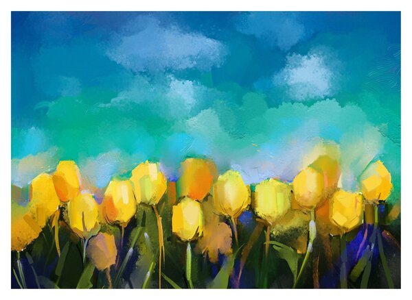 Sárga tulipán képe (üvegen) (70x50 cm)