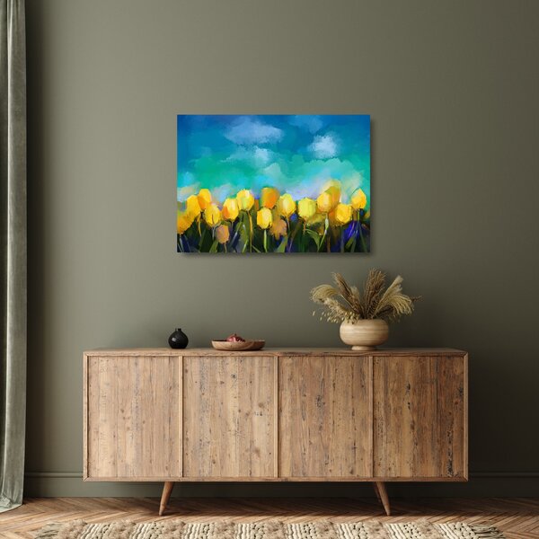 Sárga tulipán képe (üvegen) (70x50 cm)