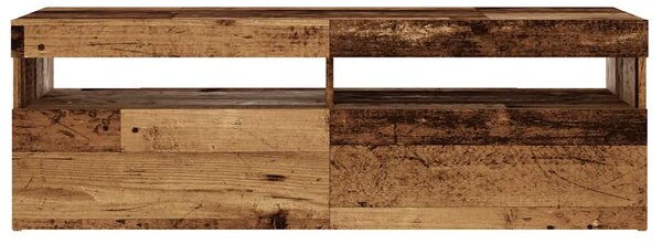 Antik fa színű szerelt fa TV-szekrény LED-ekkel 120x35x40 cm