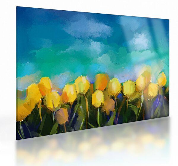 Sárga tulipán képe (üvegen) (70x50 cm)